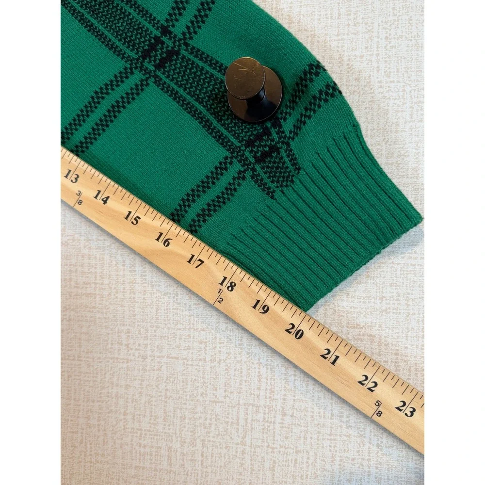 Ugly Christmas Sweater Co Reindeer Peppermint‎ Plaid Knit Pullover Green 3XB